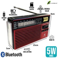 Caixa de Som Rádio Bluetooth Retrô KTF-1440 X-Cell - Vermelha